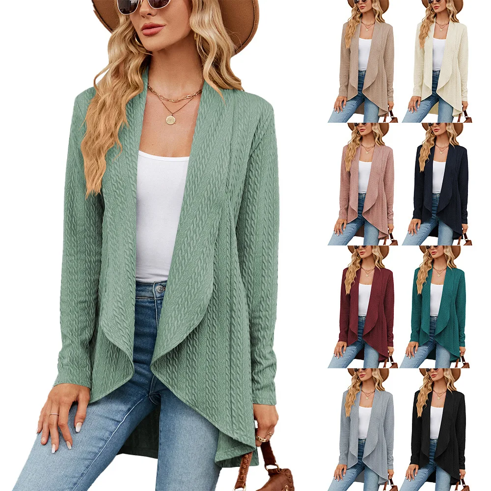 

Elegant Women's Long Sleeved Lapel Cardigan Autumn New Office Lady Loose Casual Coats Top Blusa Feminina Winter Clothes Women