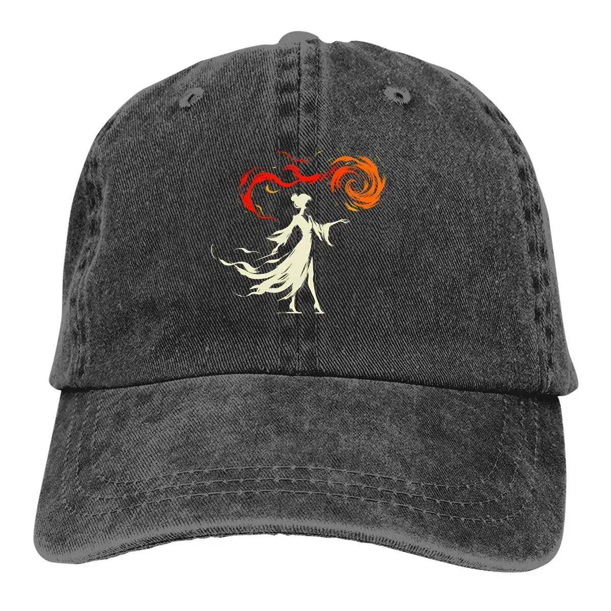 

Pure Color Cowboy Hats Fireball Ink Calligraphy Sorceress Women's Hat Sun Visor Baseball Caps DnD Game Peaked Trucker Dad Hat