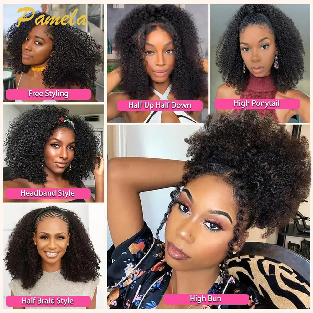 Half Wig Human Hair 250% Density Curly Deep Wave Wig for Women Glueless Wear And Go Wigs Beginner Friendly With Drawstring