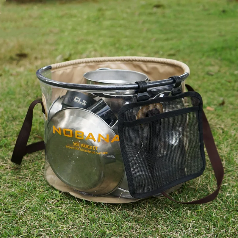 

20L/30L Folding Portable Bucket for Camping Fishing Barbecue Washing Vegetables and Tableware Round Collapsible Cleaning Bucket