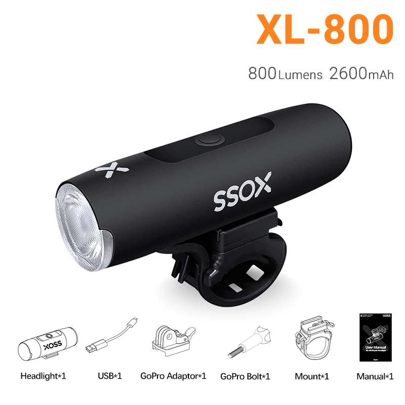 XOSS XL-800 자전거 라이트 헤드라이트 방수 USB 충전식 로드 MTB 전조등 자전거 라이트 알루미늄 초경량 플래시라이트