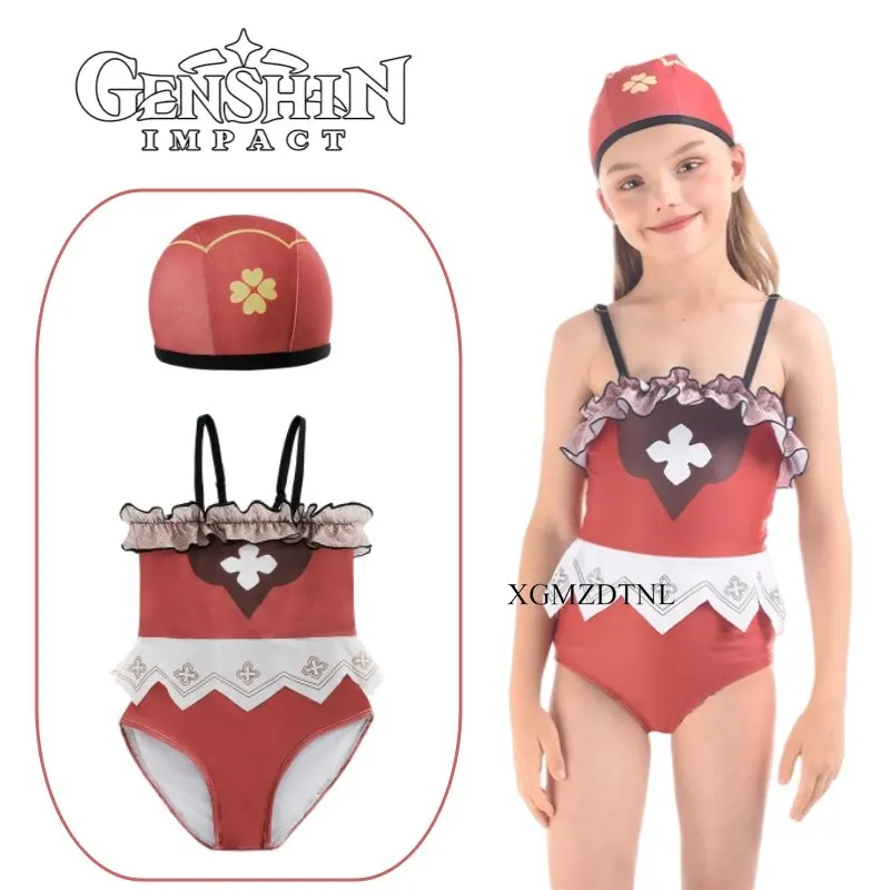 

Klee Swimsuit Genshin Impact Swimwear Children Cosplay Costume Child Cute Outfit Suit Girl Summer Beach Pool Party Dress