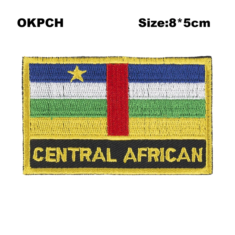 

Central Africa Flag Embroidery Patches Iron on Saw on Transfer patches Sewing Applications for Clothes in Home&Garden