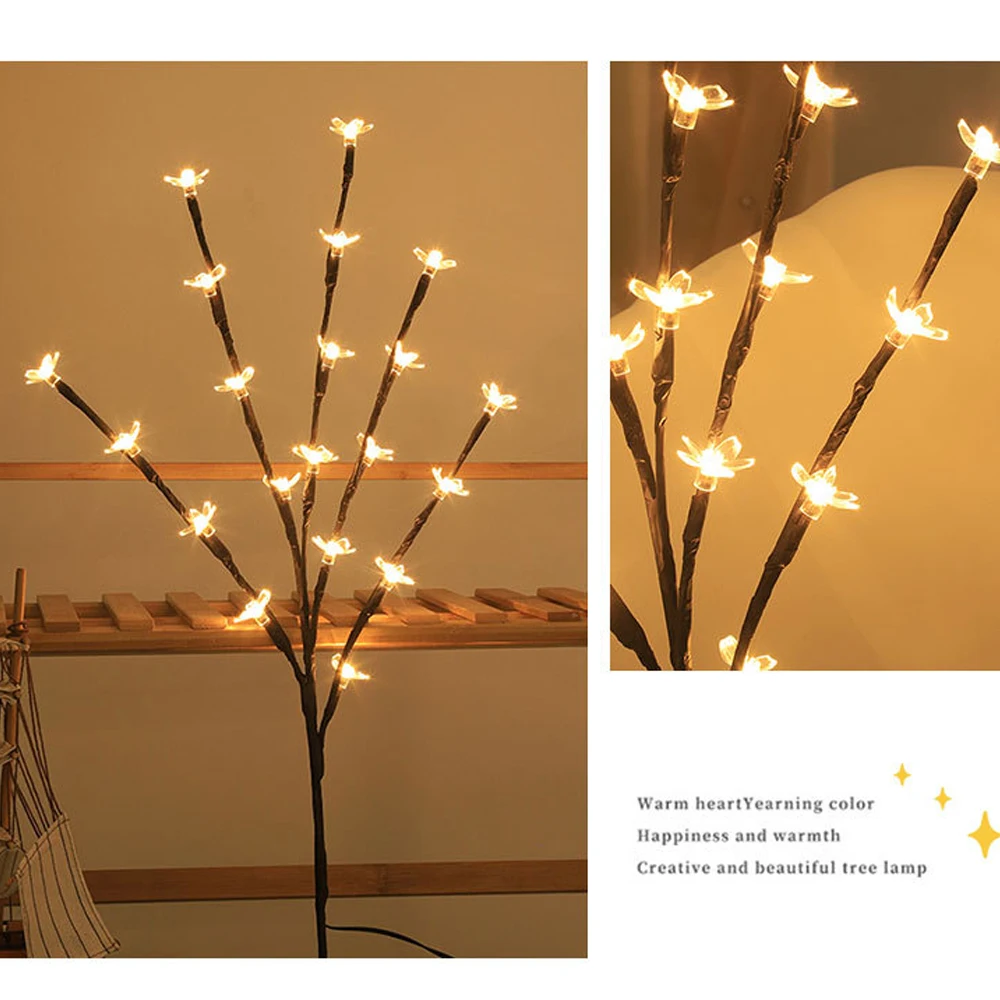 20BulbsLEDCherryBlossomFlowerBranchLightsLampTallVaseFiller