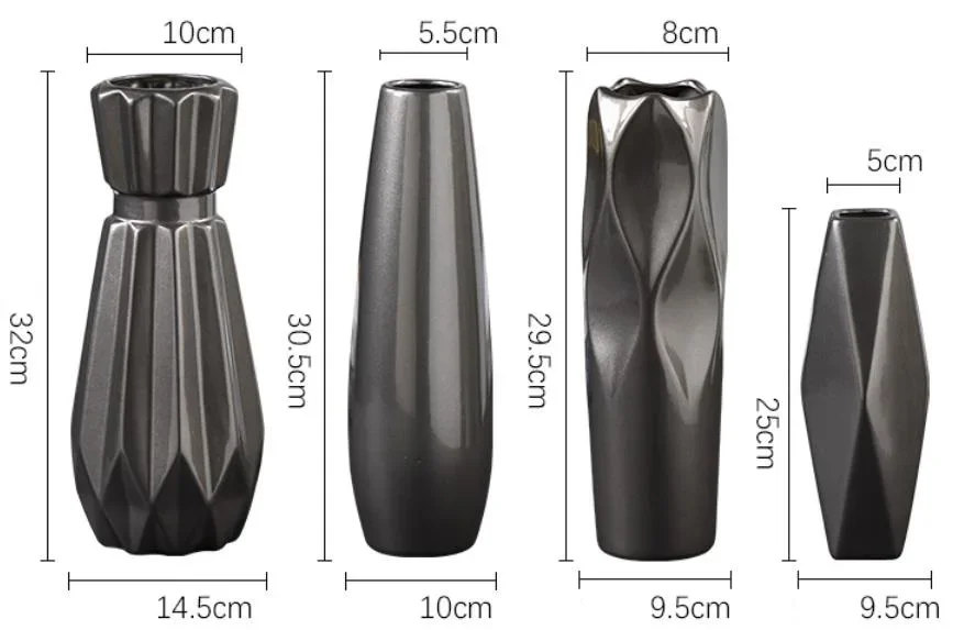 Ceramic Tabletop Flower Vase Handmade Handicrafts Fashion Creativity Black Vase Study Hallway Home Wedding Decoration 6