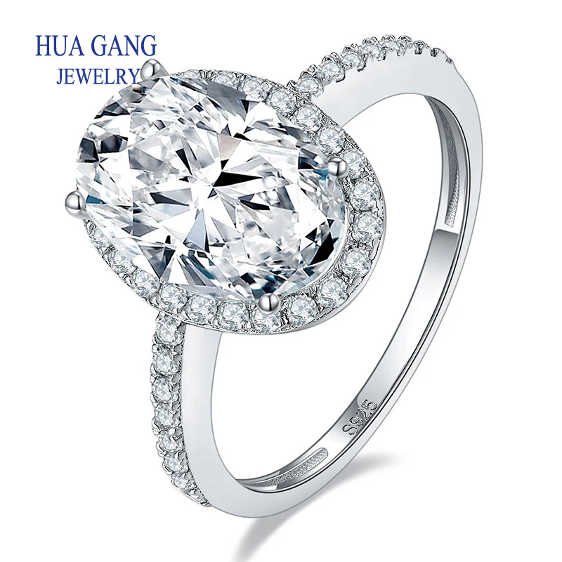 

Женское кольцо из серебра 925 пробы с муассанитом овальной огранки, карата