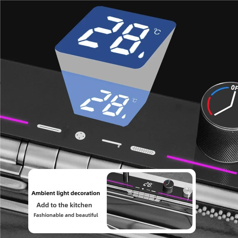 Stainless Steel Kitchen Sink Waterfall Faucet Large Single Sink Intelligent Dishwasher Digital Display and Light Effects