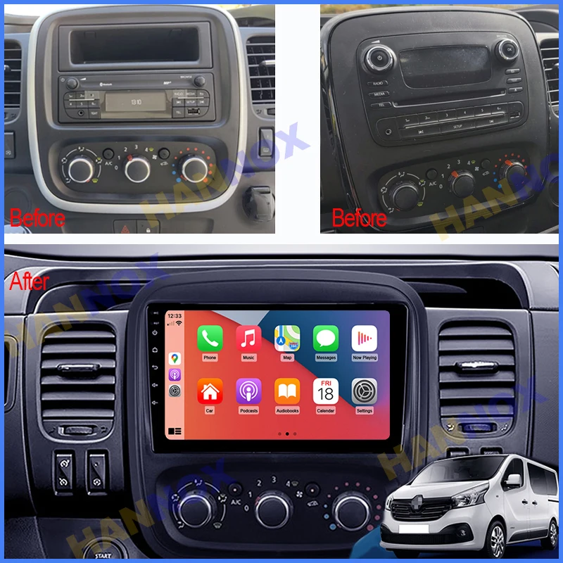  Android 10 Double Din Autoradio Pour Renault Trafic 2015-2019  Autoradio 9 Pouces Stéréo Navigation GPS FM Audio WiFi Lien Miroir (Color :  V1 PRO 2+32G)