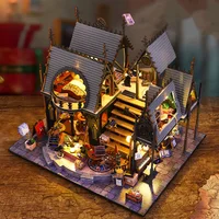 DIY Wooden Miniature Model Kit Luna Magic House Casa Doll Houses 3D Puzzle Dollhouse With Furniture Lights for Friends Gifts 1