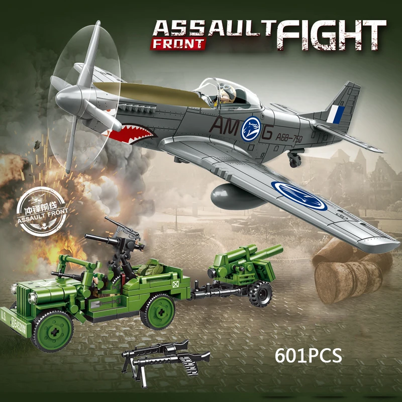 

Военная модель военной модели Соединенные Штаты строительный блок WW2 армия P-51 American Willys Jeeps игрушка для мальчиков