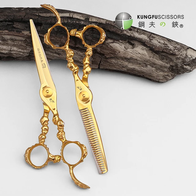 KUNGFU 6/7 Inch Customized 440C Barber Shop Hair Scissors Professional Barber Hairdressing Shear kungfu 6 6 7 inch hair cutting scissors professional barber hair stylists shear with customized logo