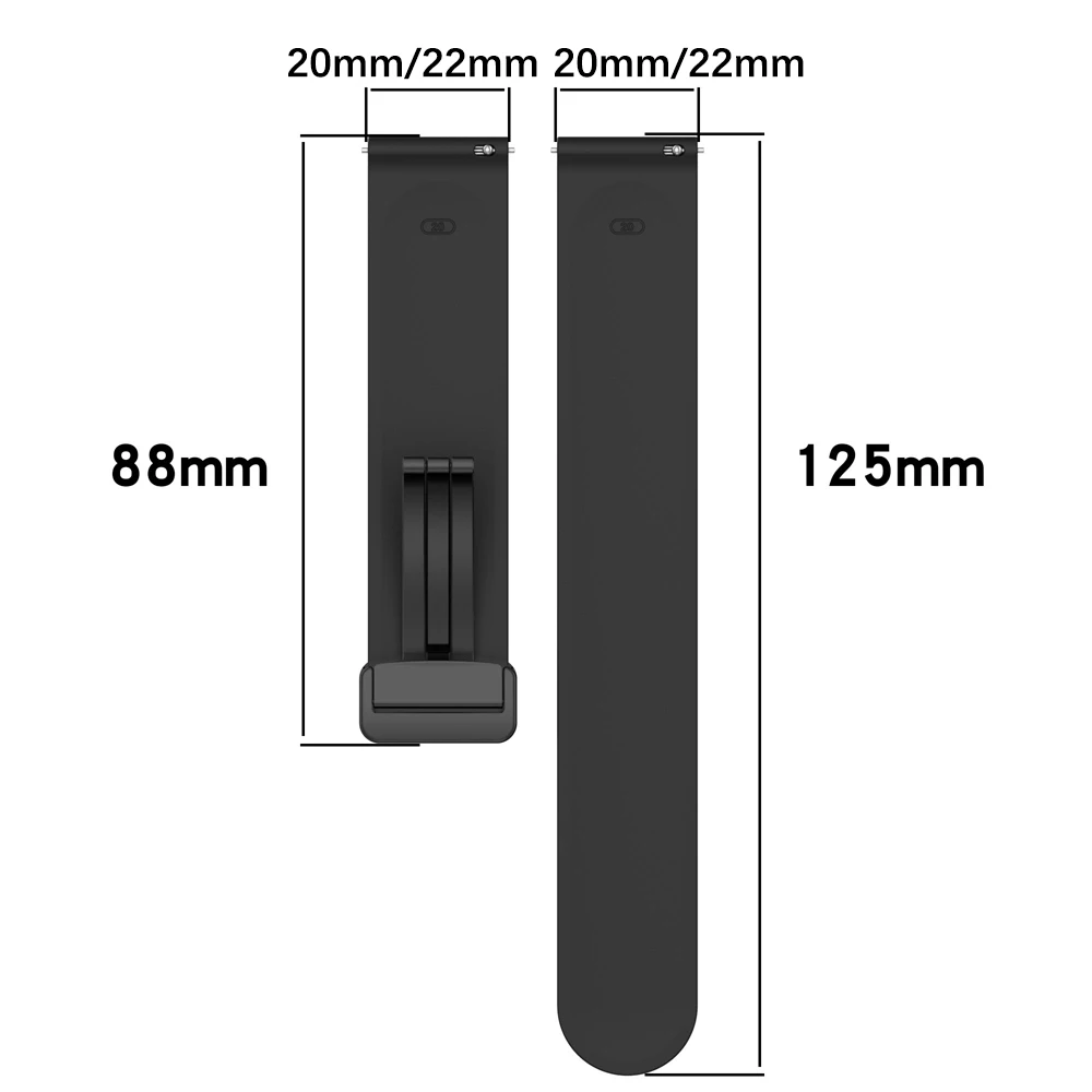 Silicone Sport Band with Magnetic Buckle - Classic Design, 20mm/22mm Strap