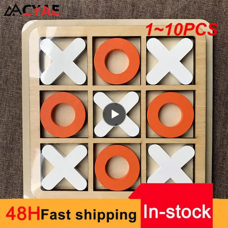 

1~10PCS Wooden Tic TAC Toe Board Game Leisure Intelligent Family Games Funny Table Game Parent-Child Xoxo Chess Ox Chess