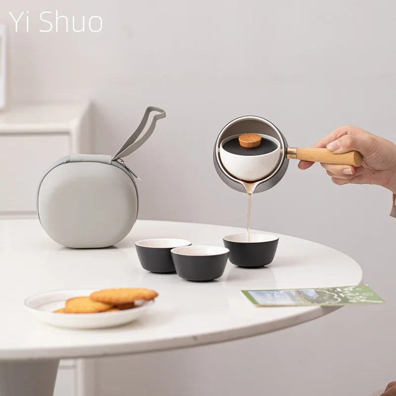 360 Rotating Automatic Teapot Kung Fu Tea Set Travel Tea Set Household Ceramic Lazy Automatic Artifact