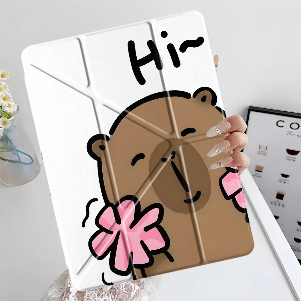 Cartoon C-Capybara Tablet Case with Pen Slot Cover