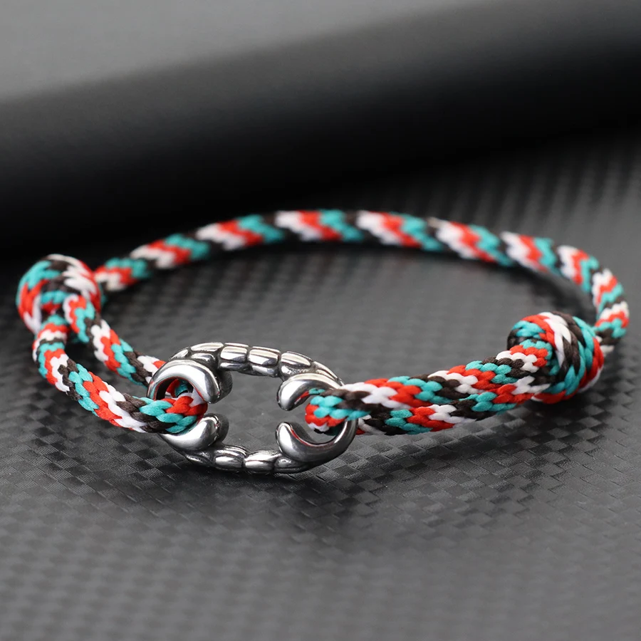 Men Adjustable Nautical String Bracelet Stainless Steel Cycling