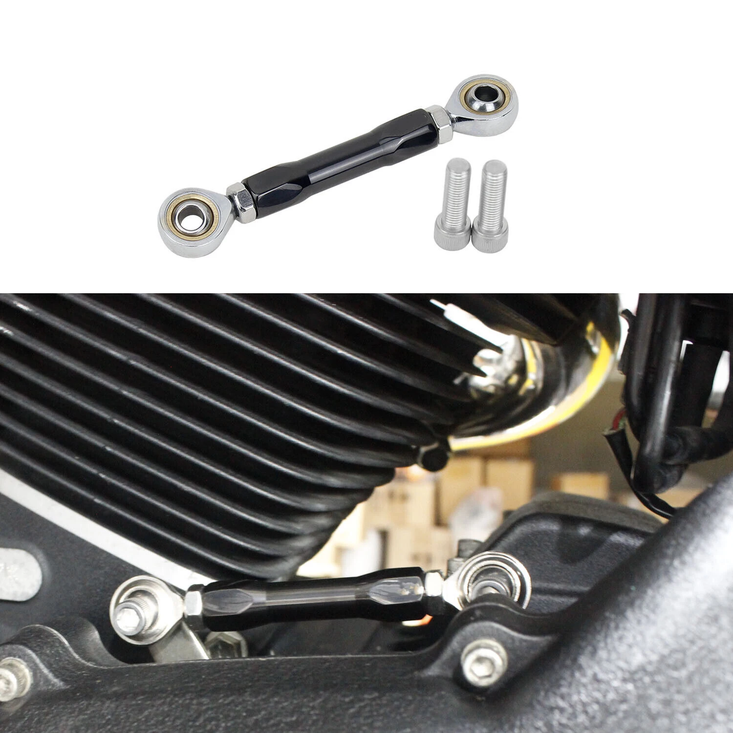 4 3/8" Black Gear Mid Control Shifter Shift Linkage For Harley Dyna Fat