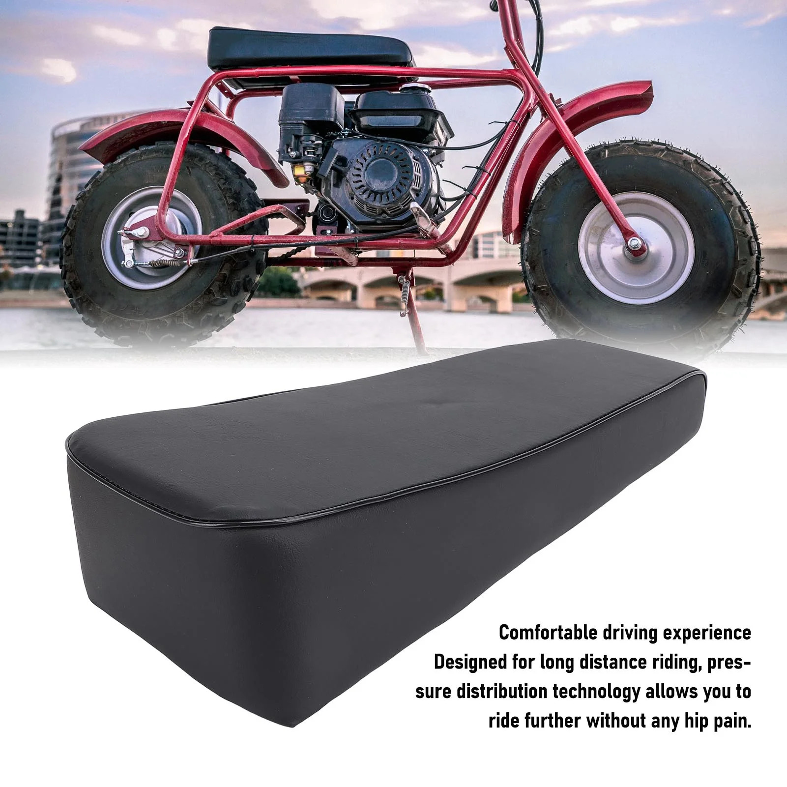 19 Inches Mini Bike Seat PU Leather Shock Absorption Foam Seat Pad for Ct200u 196cc Ct200 200cc Motor 6.5HP Mini Bike Seat Pad