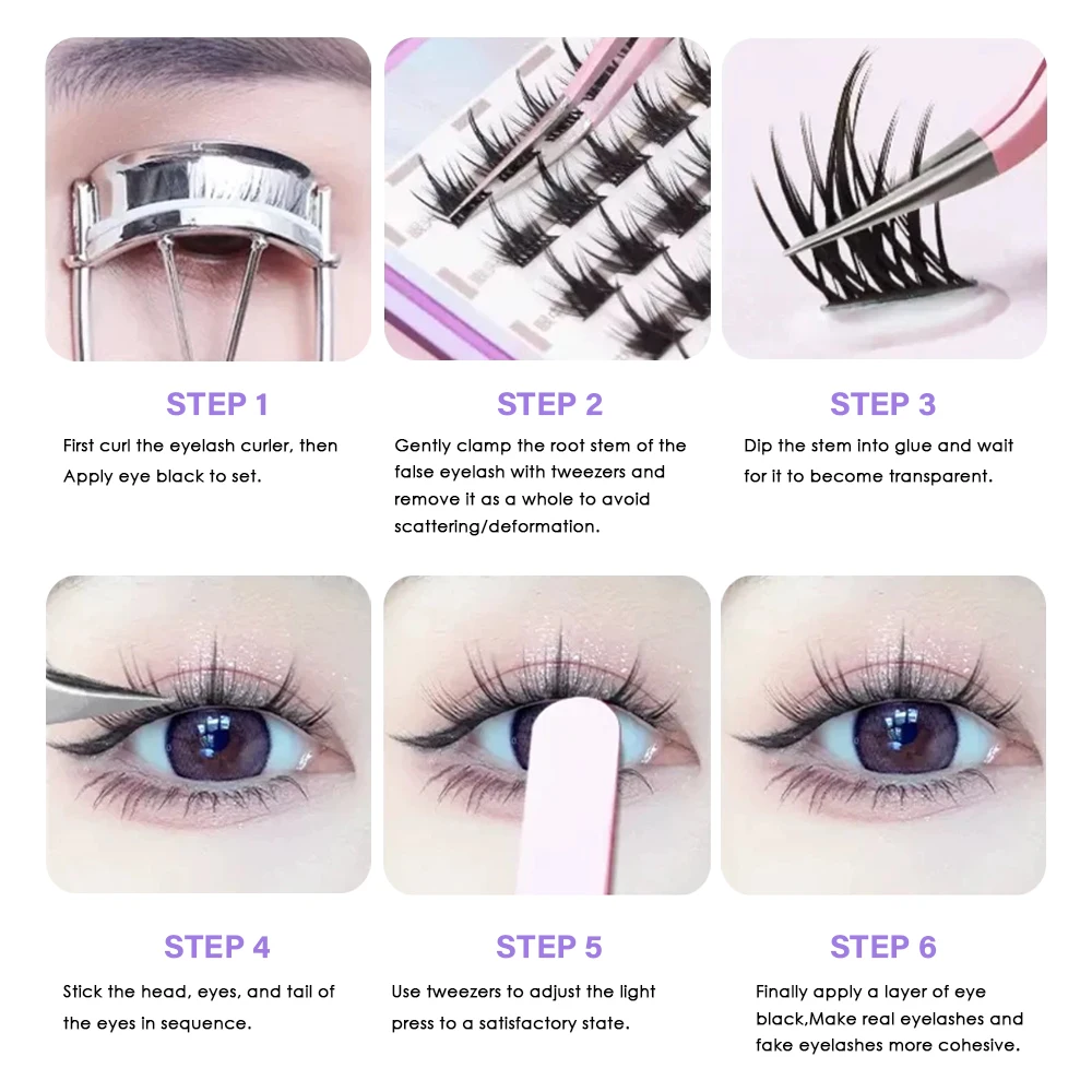 Wholesale Anti-static DIY Eyelash Tweezers with Ergonomic Design for Precise Grip Waterproof High-elasticity Lashes Makeup Tools 6