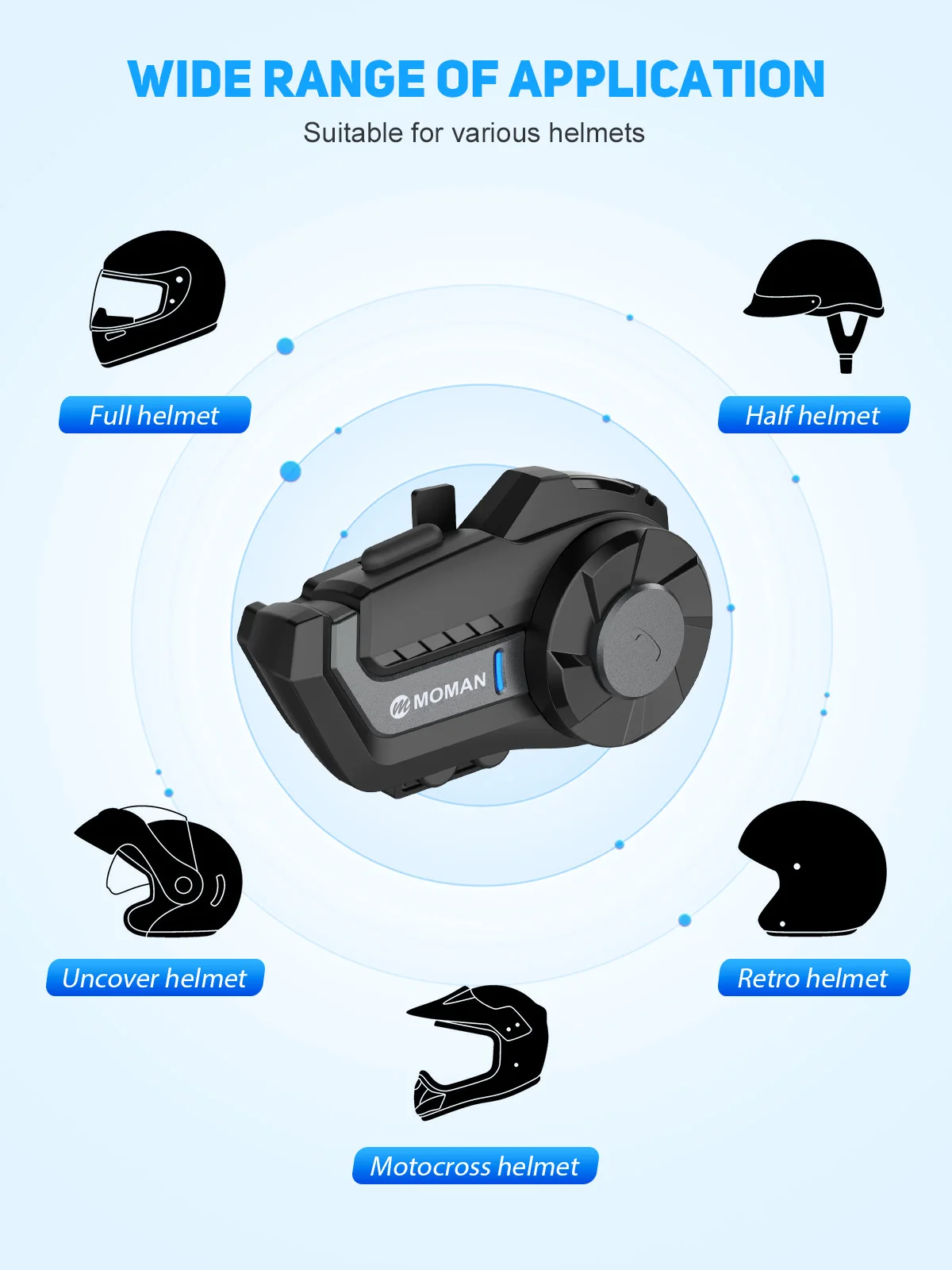 Bluetooth Intercom with Audio Multitasking Moman H2E | Moman
