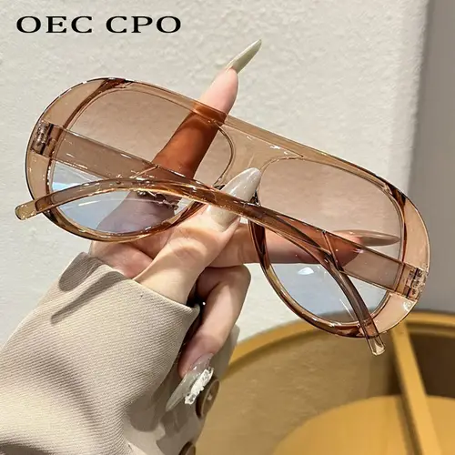 OEC CPO Fashion Double Bridges Pilot Sunglasses Women Large Frame Shades UV400 Retro Sun Glasses Female Orange Yellow Eyewear - Image 5