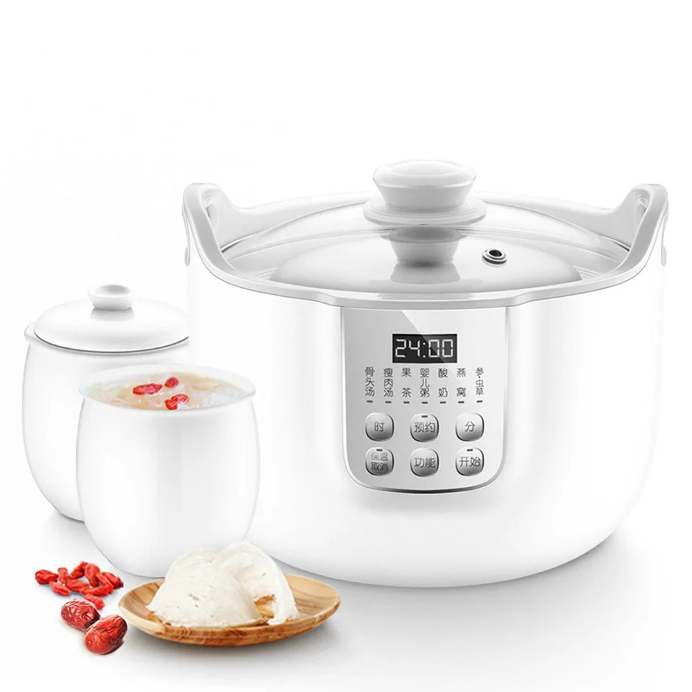 Household Multi Cooker Steamer Electric Stew Pot White Porcelain Water-proof Bird's Nest Stew Pot Cooking Machine