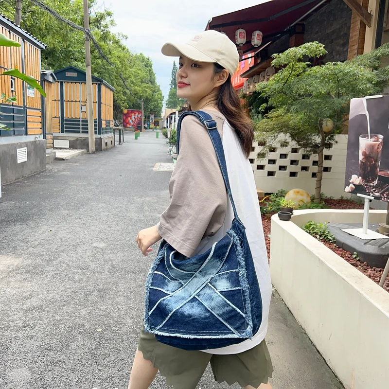 Women Messenger Bags Big Denim | Large Denim Shoulder Bag