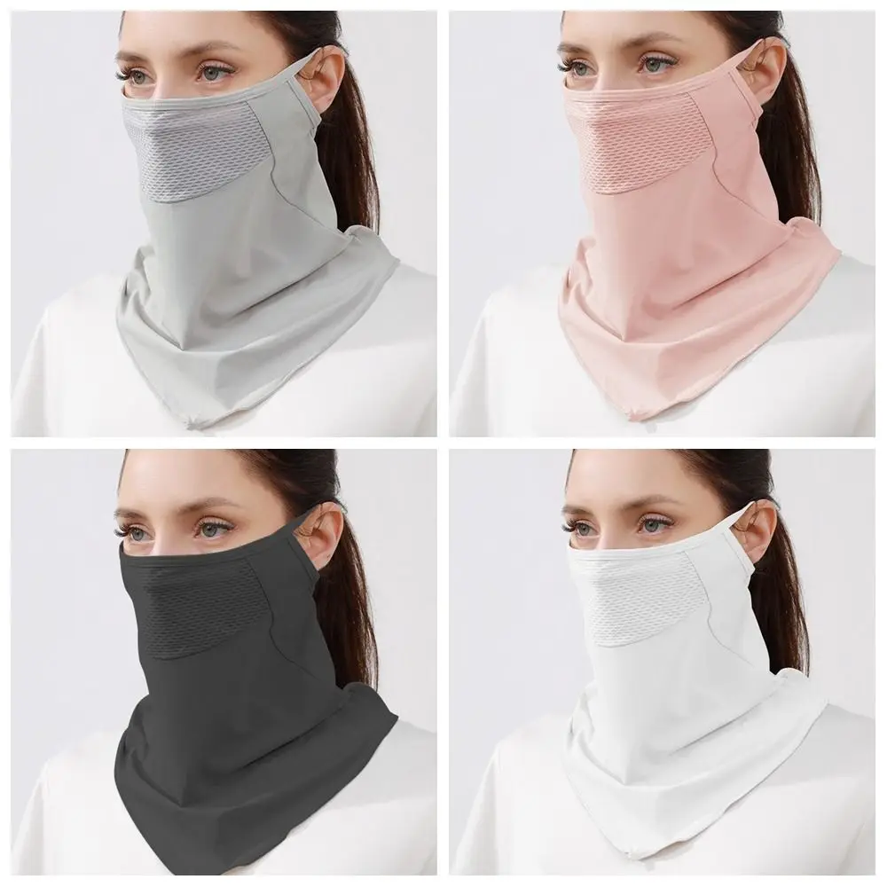 UV Protection Ice Silk Mask Solid Color Summer Face Scarves Neck Wrap Cover Neck Wrap Cover Sun Proof Bib Face Cover Cycling