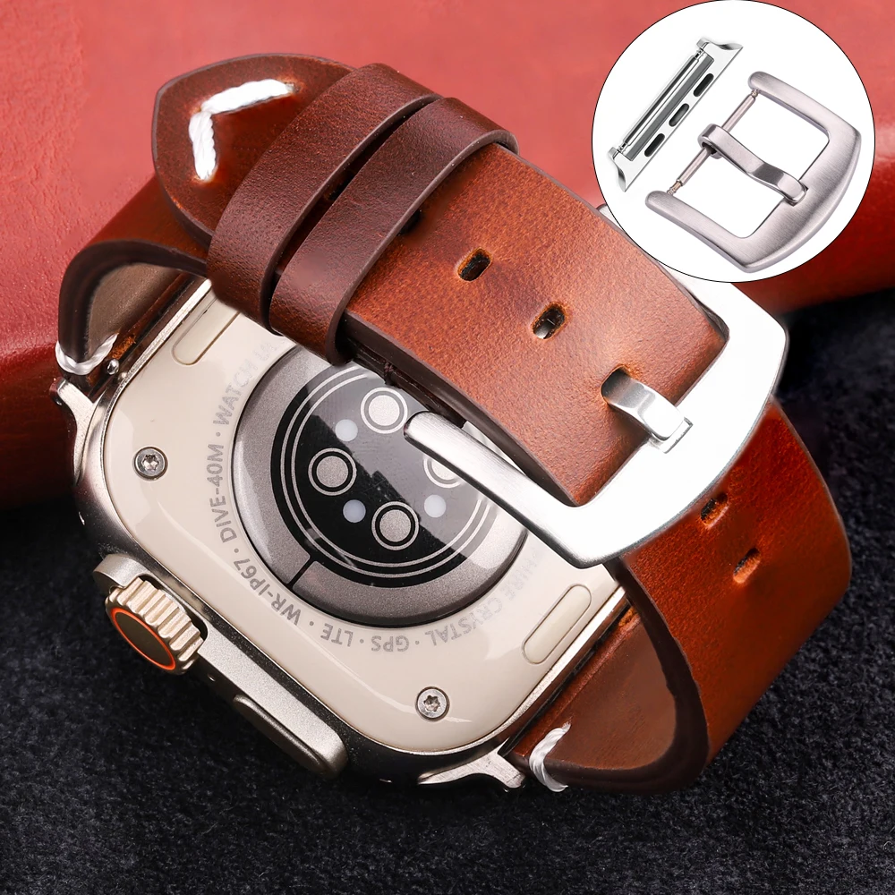 Handmade Vintage Leather Apple Watch Strap - Premium Accessories Watchband