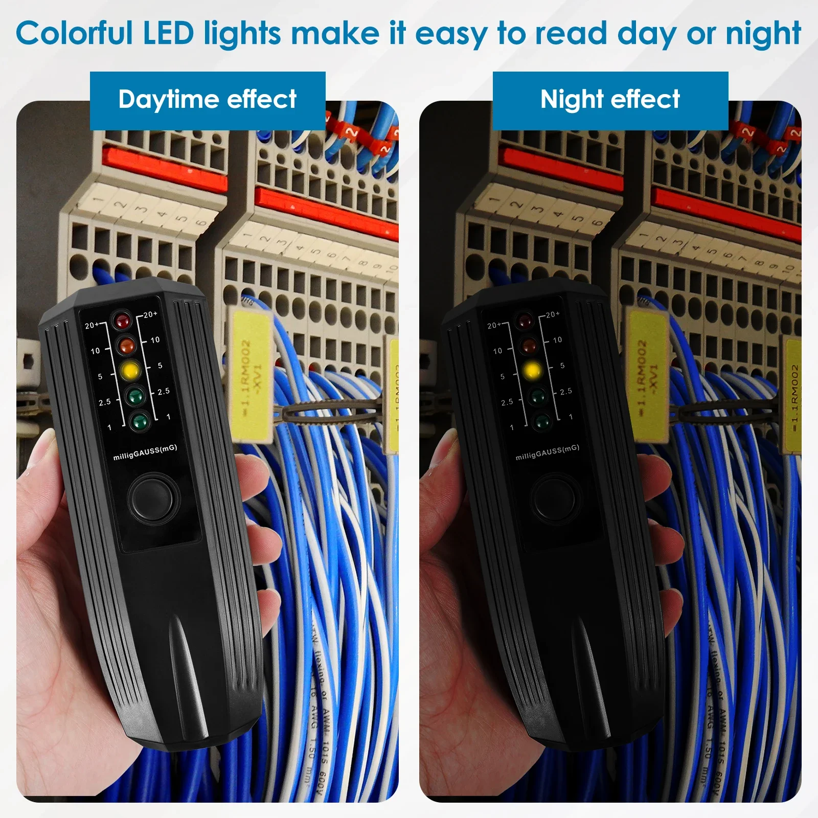 Electromagnetic Radiation Detector EMF Reader LED Light Electromagnetic Radiation Tester Battery Powered Electric EMF Detector