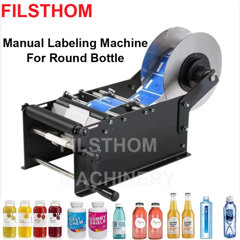 MT 30 Manual Labeling Machine For Round Plastic Bottle Beer Cans Wine
