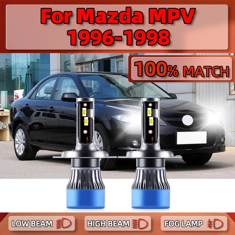 

2Pcs H4 Canbus LED Headlight Bulbs 120W 20000LM High Low Beam Car Headlamps 12V 6000K White For Mazda MPV 1996 1997 1998