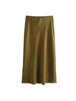 Women's Soft Touch Silk-Like Midi Skirt High Waist Elastic Waistband Chic Fashion Female Skirts Elegant Mujer - Image 5
