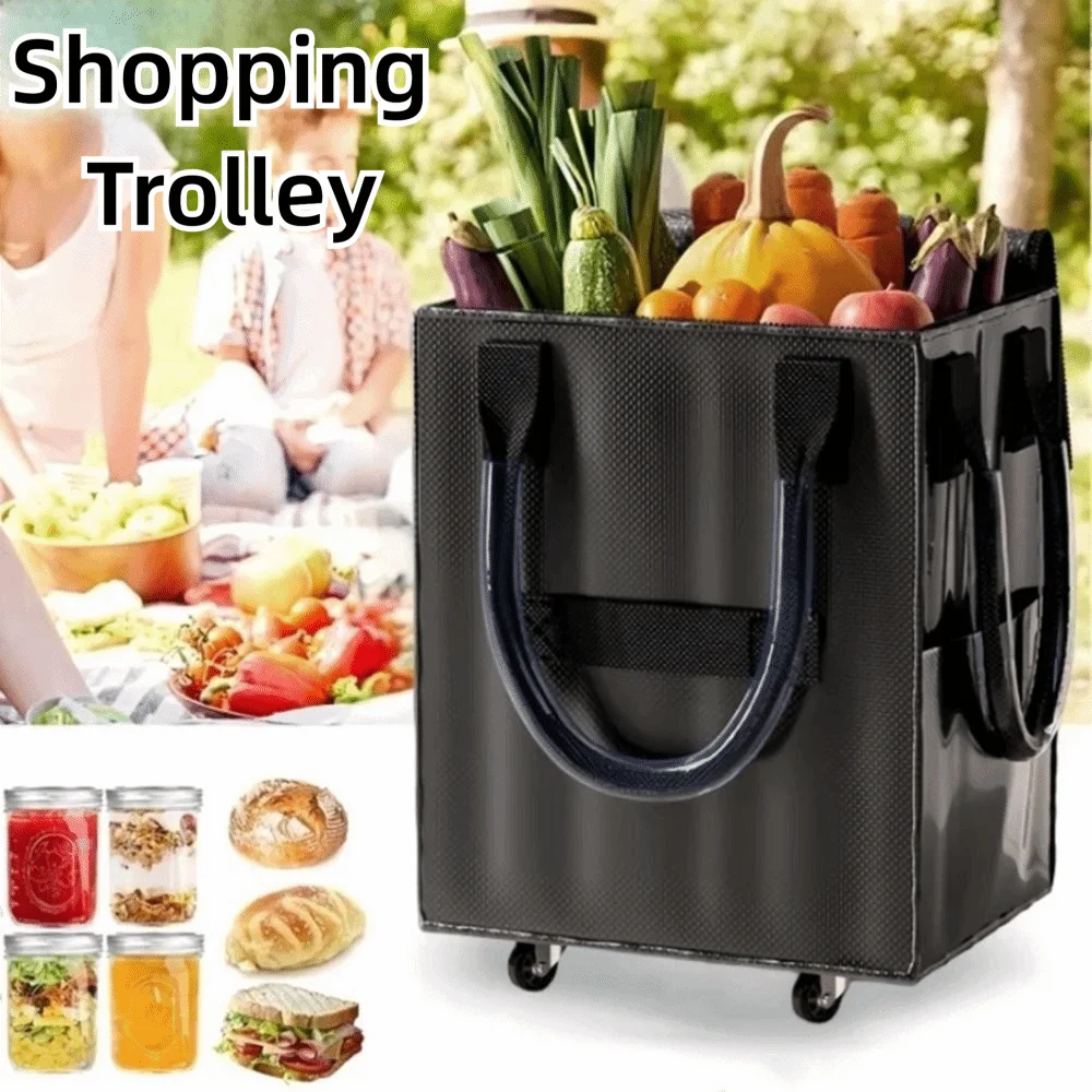 Long Handheld Roller Skating Shopping Bag Lightweight Portable Shopping Trolley Large Capacity Foldable Folding Hand Cart Market
