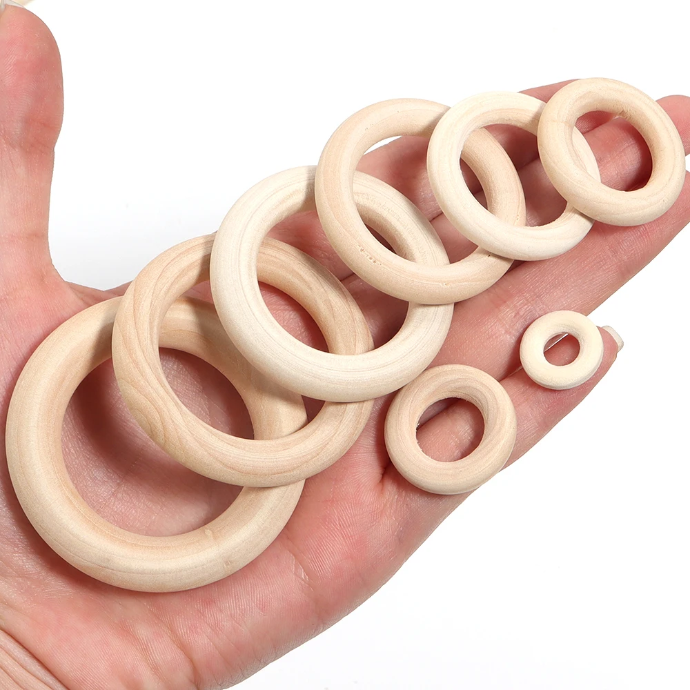 30 Pezzi Anelli In Legno Naturale 60mm - Per Artigianato, Gioielli, Macramè, Decorazioni Fai Da Te - Foto 7