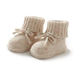 Cozy Knit Baby First Walkers with Bowknot and Soft Non-Slip Soles - 9 (82W2223-4)