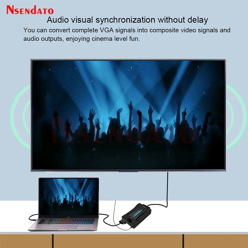 1080P VGA To Scart AV Signal Converter Adapter with Remote Control Supports NTSC PAL For STB HDTV DVD TV