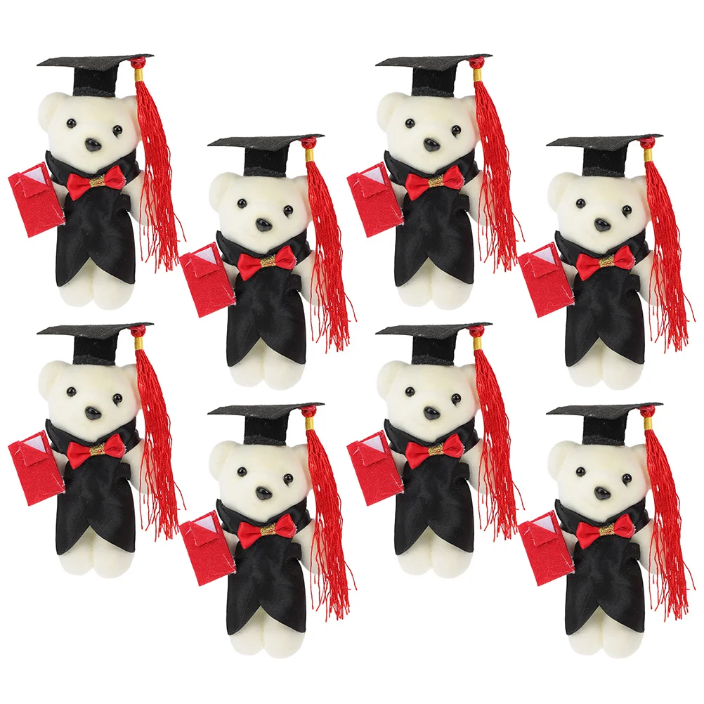 

8Pcs Graduation Bear Decors Adorable Bear Bouquet Ornaments Graduation Bear Small Dolls Decors