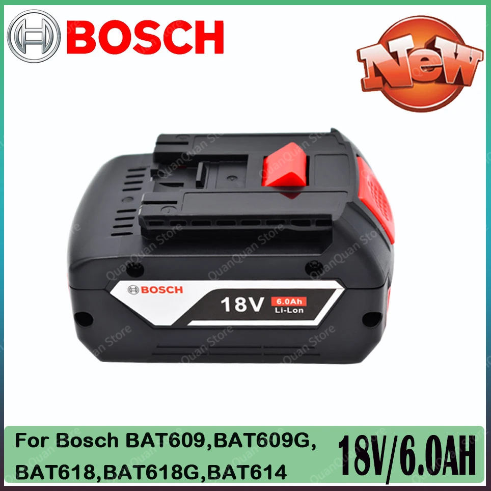 

100% Original 18V 6.0ah Rechargeable Lithium Ion Battery for Bosch 18V 6.0A Backup Battery Portable Replacement BAT609