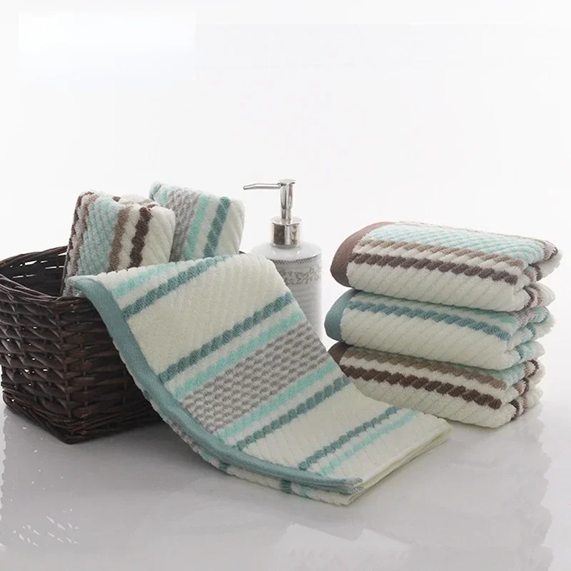 Color Strip Twill Stripe 100% Cotton Spa Seaside Face Towel For Kids Thick Soft Bath Home Beach Hand Not Fade Towel Set handtuch