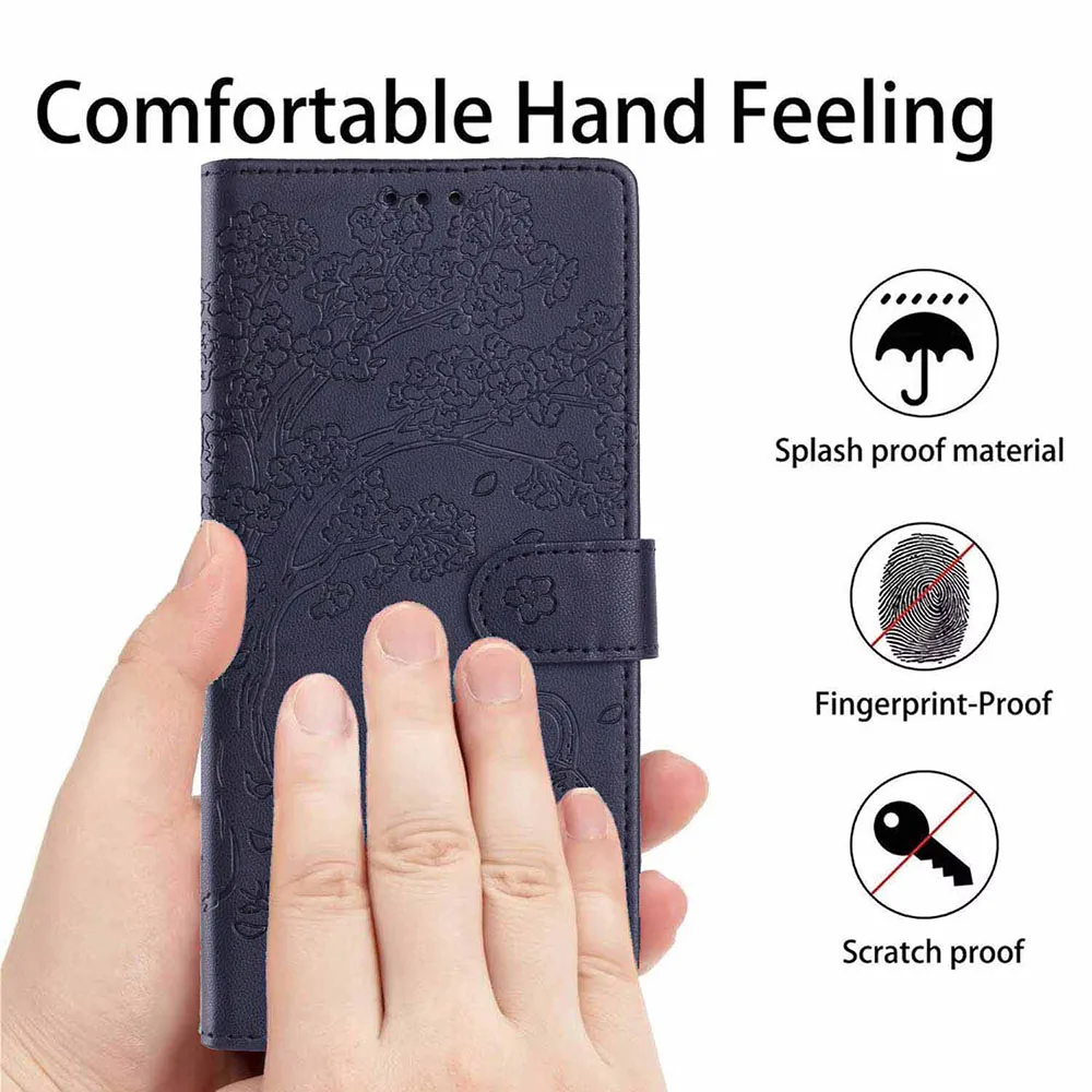Tree Cat Leather Wallet Flip Case with Card Holder Cover