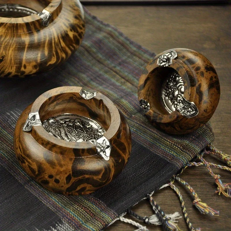 Wooden Large Ashtray 1Pc Southeast Asian Home Decorations Hotel Inn Club Creative Cigarette Jar Craft Gifts