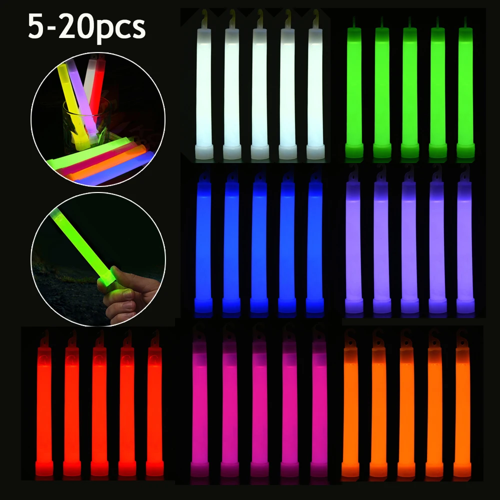 5 30pcs Fluorescence Glow Stick Waterproof Outdoor Emergency Glow Sticks with Hook Non toxic