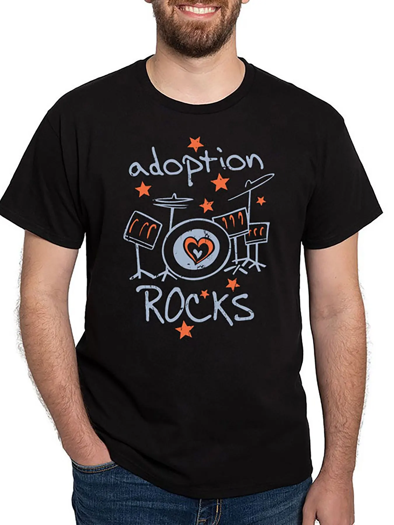 

Adoption Rocks 102357 забавная Мужская футболка с коротким рукавом графическая коллекция черная