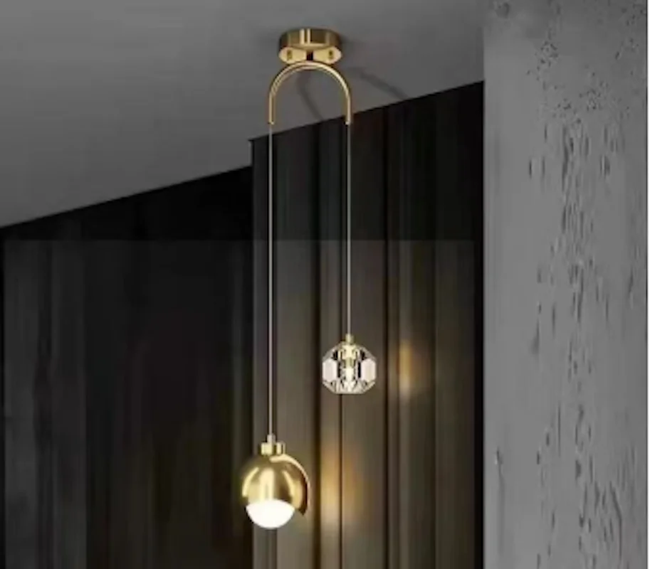 bedside small Glass ball pendant light luxury villa hotel living room chandelier modern creative chandeliers bedroom lamp