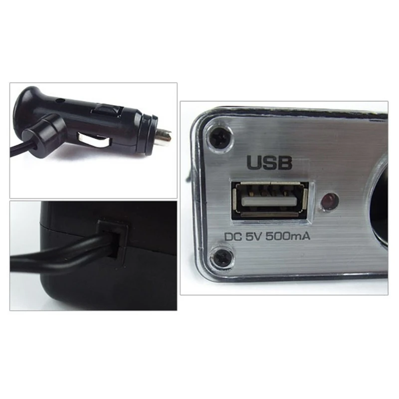 Car Socket Expander with USB Charging Power Adaptor Cigarette Lighters Splitter