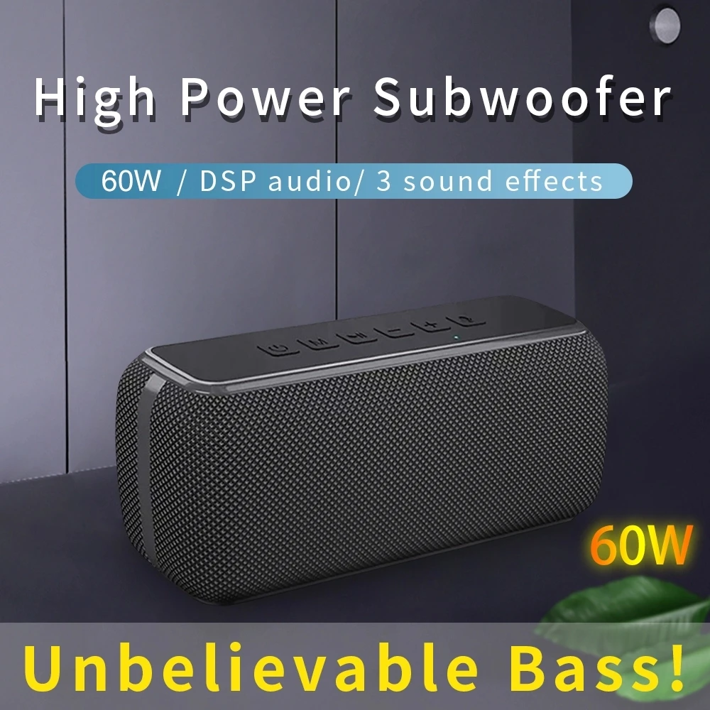 

60w Portable Speaker Caixa De Som Portatil Waterproof Outdoor Bass Subwoofer Loudspeaker Parlantes Alta Potencia TWS