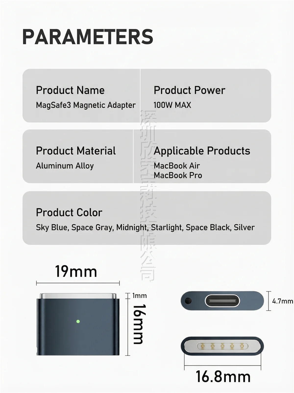 USB Typ-C auf Magsafe 3/2 Stecker Konverter Ladegerät Aufladen für Mac Buch Lapgop MacBook Air/Pro M1/M2/M3/M4 magnetisch PD100W 20V 5A – Detail 4