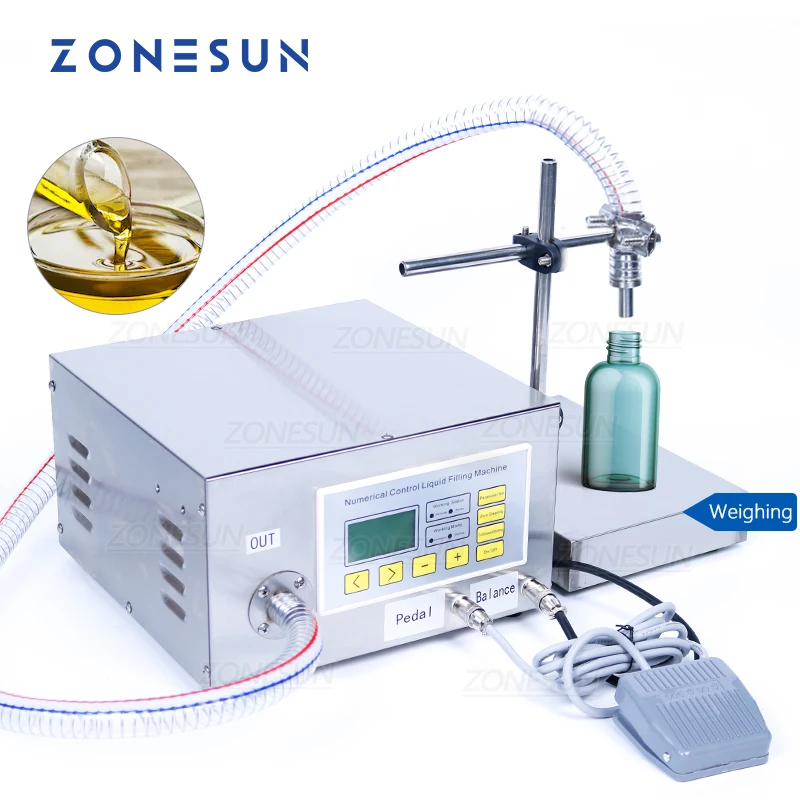 ZONESUN ZS-GP631 Semi Automatic Single Head Lubricating Oil Edible Oil Essential Oil Filling and Weighing Machine Gear Pump