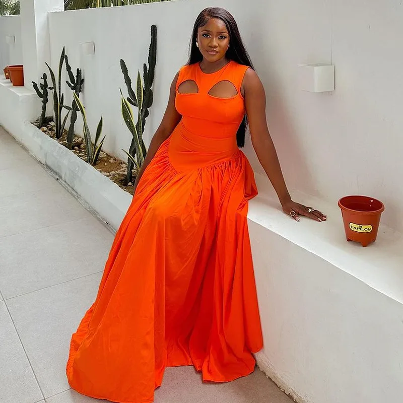 

Женское облегающее платье без рукавов, длинное ажурное платье с круглым вырезом, лето 2024